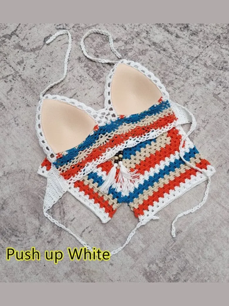 White Push up Crochet Bikini Swimsuit
