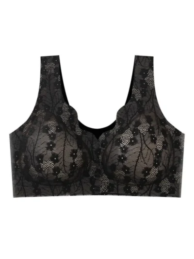 black Front Buckle Vest Bra