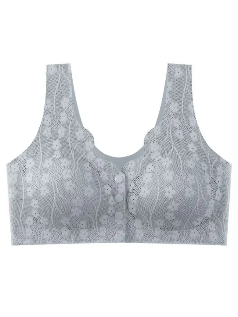 gray Front Buckle Vest Bra