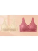 skin red double Front Buckle Vest Bra