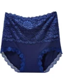 Blue High Waisted Lace Briefs