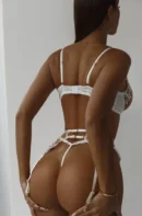 Embroidered Lace Backless Bra Set with Matching Briefs Back