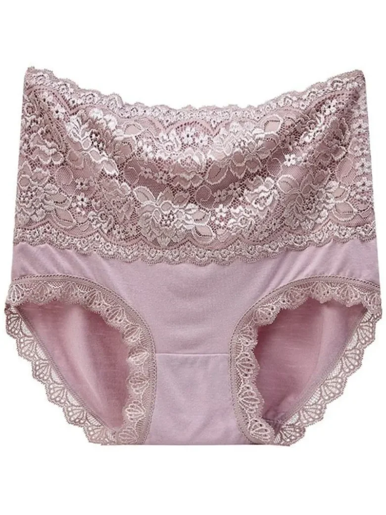 Purple High Waisted Lace Briefs