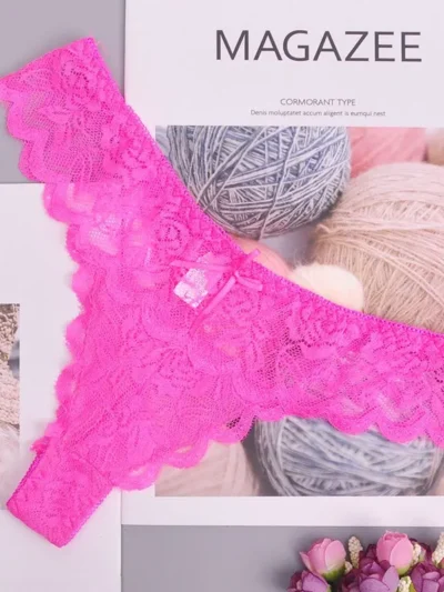 Rose red Lace G-String Thong