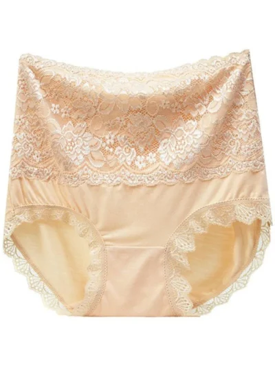 Skin Colour High Waisted Lace Briefs