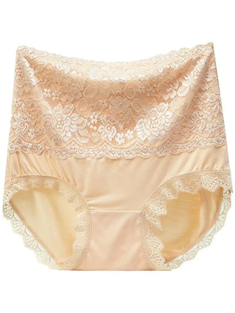 Skin Colour High Waisted Lace Briefs