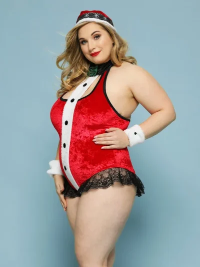 Plus Size Christmas One-Piece Lingerie