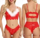 Red Christmas Lace Pajama Set