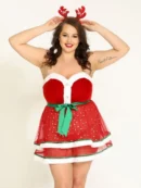Red Plus Size Christmas Sexy Lingerie Dress