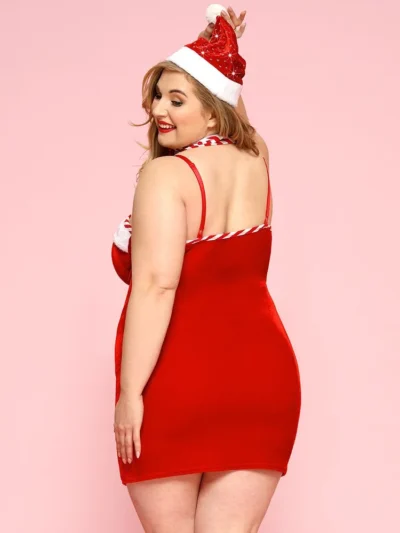 Red Plus Size Christmas Sexy Lingerie Set