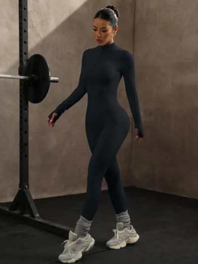 Black Seamless yoga bodysuit