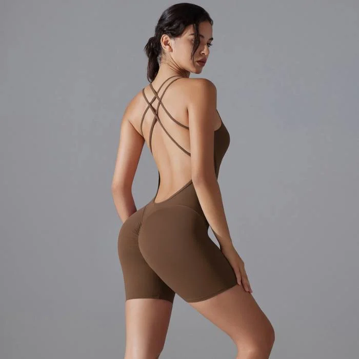Chestnut One piece yoga suit