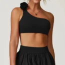 Black Women Sports Bra with Corsage