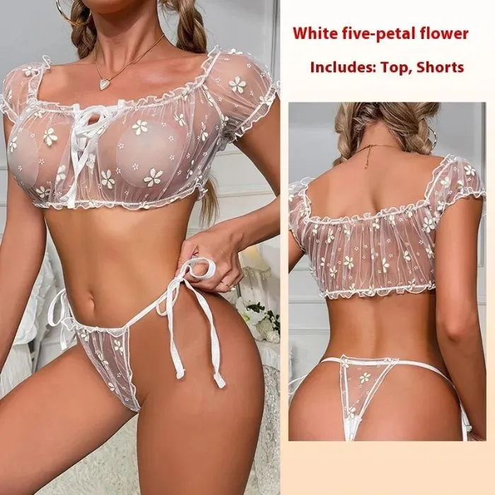 Buy mesh tube top and thong lingerie set