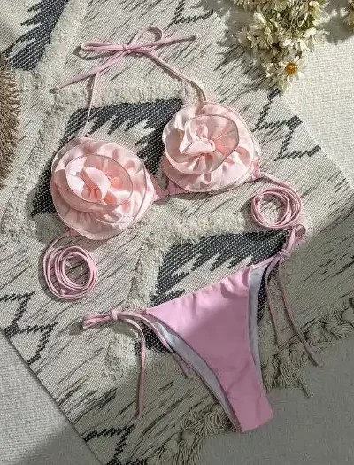 Pink Floral bikini set