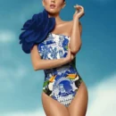 Printed one piece swimsuit