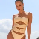 Lace up one piece swimsuit