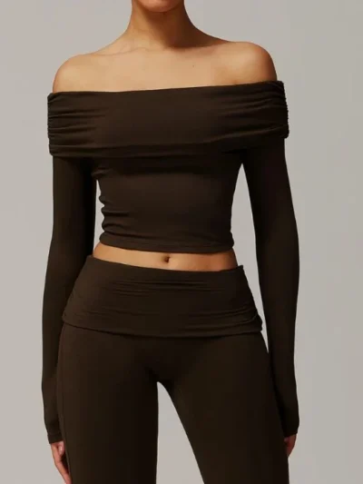 black coffee women's long sleeve yoga top