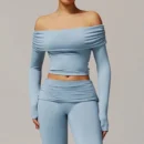 haze blue women long sleeve yoga top