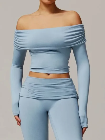 haze blue women long sleeve yoga top